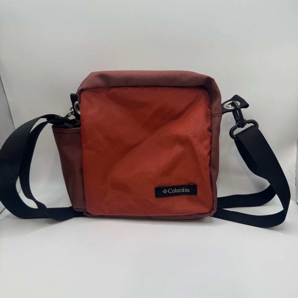 Columbia OS Crossbody Bag Unisex Orange Burgundy Canvas Utility Travel Strap